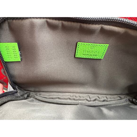 Gucci Neon Green Logo Red & Grey Belt Bag Crossbody NWT - Picture 3 of 3